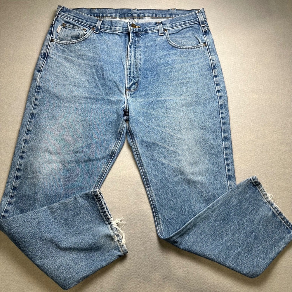 Carhartt B18-DST Traditional Fit Jeans Mens 40x30 Light Wash Blue Distressed